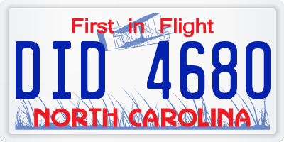 NC license plate DID4680