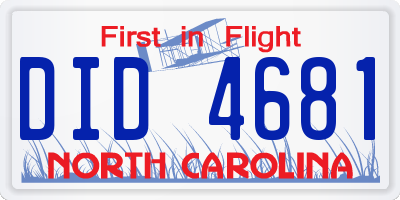 NC license plate DID4681