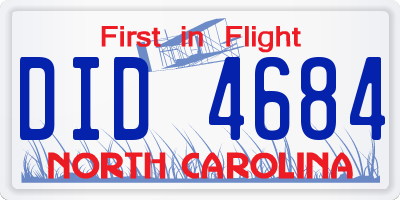 NC license plate DID4684