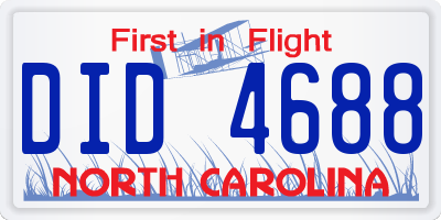 NC license plate DID4688