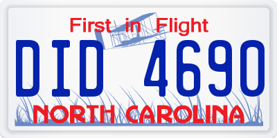 NC license plate DID4690