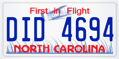 NC license plate DID4694