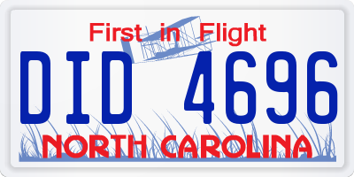 NC license plate DID4696