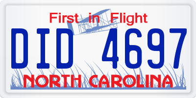 NC license plate DID4697