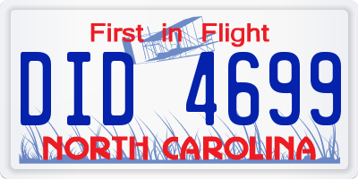 NC license plate DID4699
