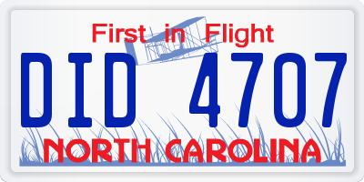 NC license plate DID4707