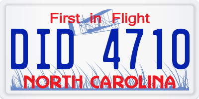 NC license plate DID4710