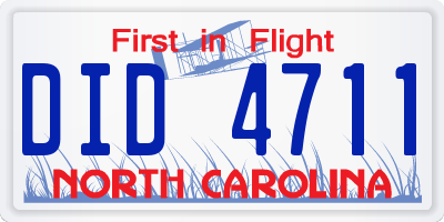 NC license plate DID4711