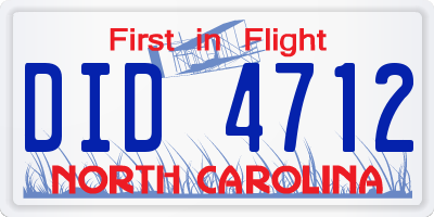 NC license plate DID4712