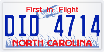 NC license plate DID4714