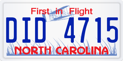NC license plate DID4715