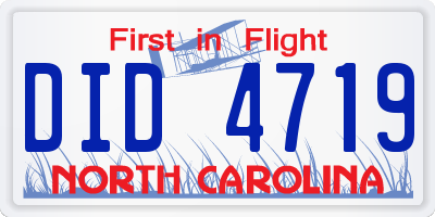 NC license plate DID4719