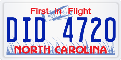 NC license plate DID4720