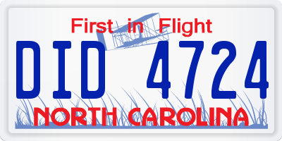 NC license plate DID4724