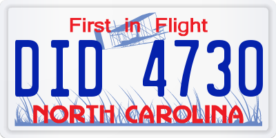 NC license plate DID4730