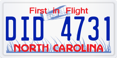 NC license plate DID4731