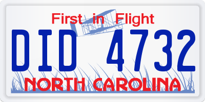 NC license plate DID4732