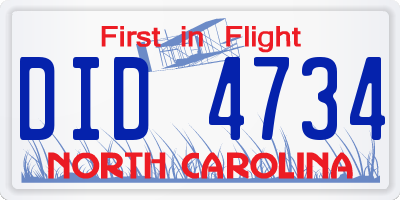 NC license plate DID4734