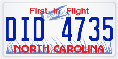 NC license plate DID4735