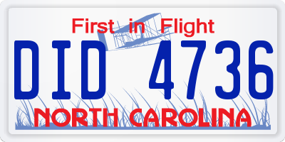 NC license plate DID4736
