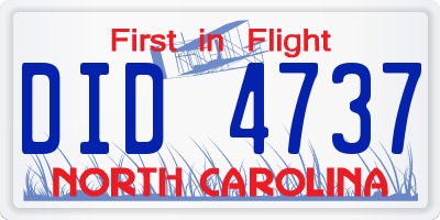 NC license plate DID4737