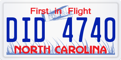 NC license plate DID4740