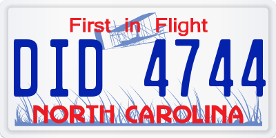 NC license plate DID4744