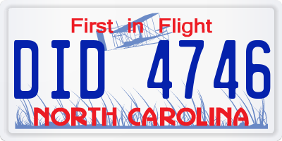 NC license plate DID4746