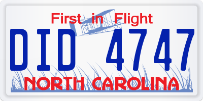 NC license plate DID4747