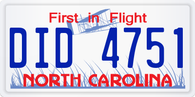 NC license plate DID4751