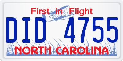 NC license plate DID4755