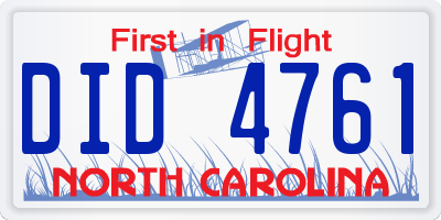 NC license plate DID4761