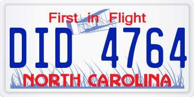 NC license plate DID4764
