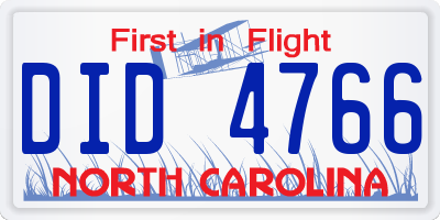 NC license plate DID4766