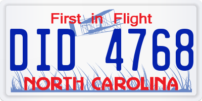 NC license plate DID4768