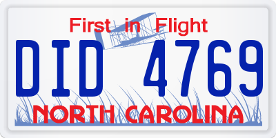 NC license plate DID4769