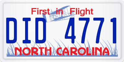 NC license plate DID4771