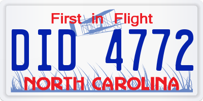 NC license plate DID4772