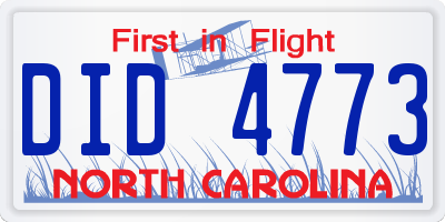 NC license plate DID4773