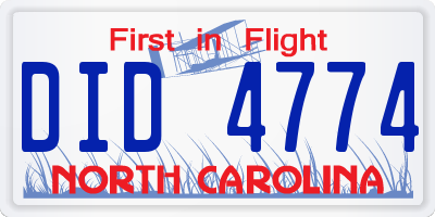 NC license plate DID4774