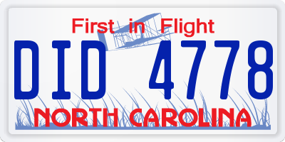 NC license plate DID4778