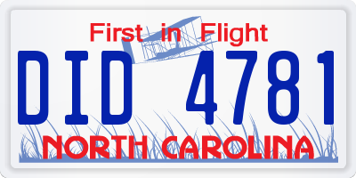 NC license plate DID4781