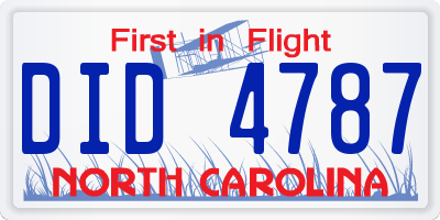 NC license plate DID4787