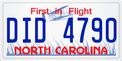 NC license plate DID4790