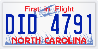 NC license plate DID4791