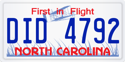 NC license plate DID4792