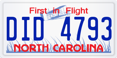 NC license plate DID4793