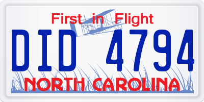 NC license plate DID4794