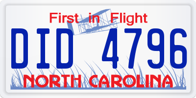 NC license plate DID4796