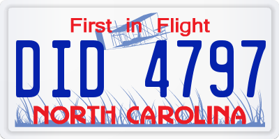 NC license plate DID4797